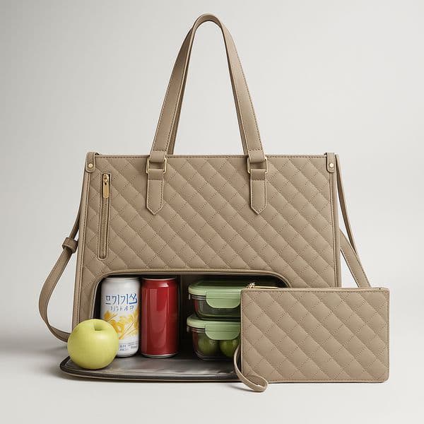 2-in-1 Travel Tote Bag Laptop Bag with Insulated Lunch Compartment