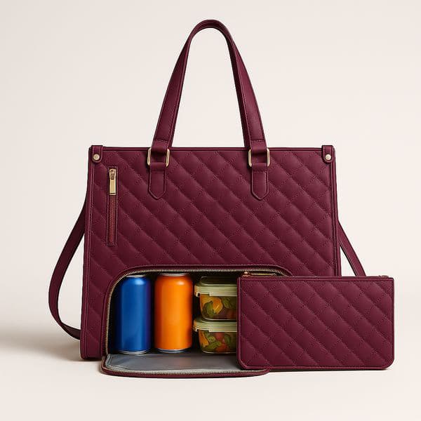 2-in-1 Travel Tote Bag Laptop Bag with Insulated Lunch Compartment