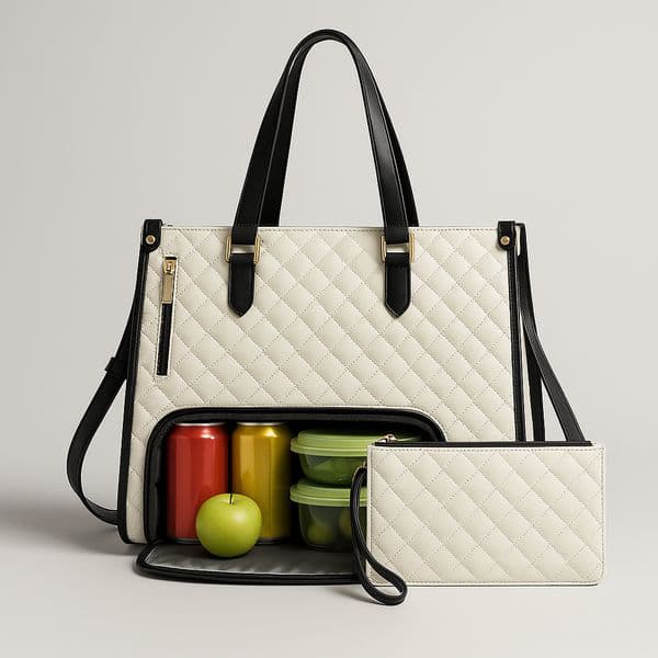 2-in-1 Travel Tote Bag Laptop Bag with Insulated Lunch Compartment