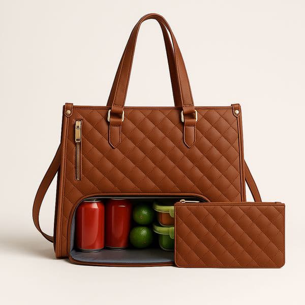 2-in-1 Travel Tote Bag Laptop Bag with Insulated Lunch Compartment