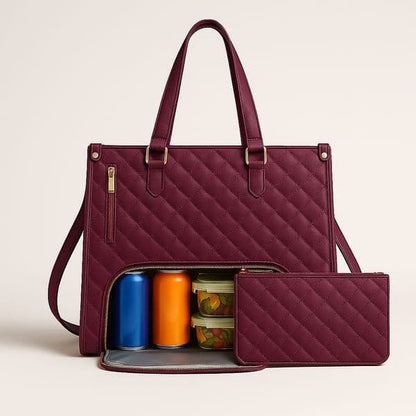 2-in-1 Travel Tote Bag Laptop Bag with Insulated Lunch Compartment