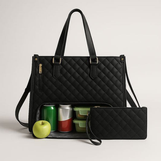 2-in-1 Travel Tote Bag Laptop Bag with Insulated Lunch Compartment